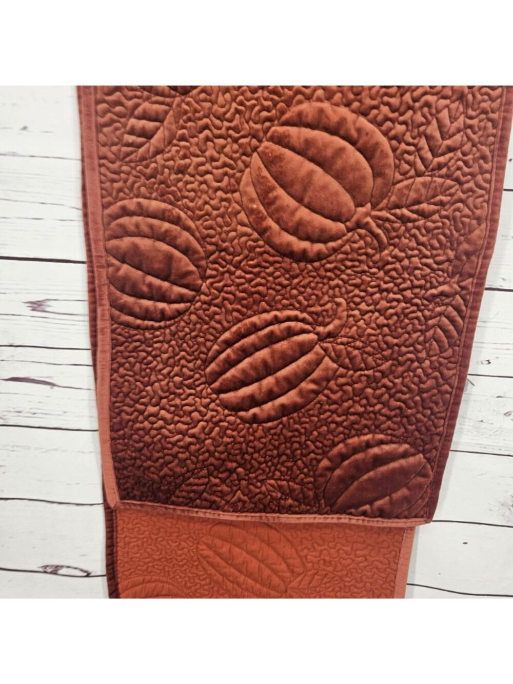 Hearth & Home Quilted Pumpkin Velvet Table Runner Burnt Orange Fall Décor 72"x14 - Picture 2 of 11